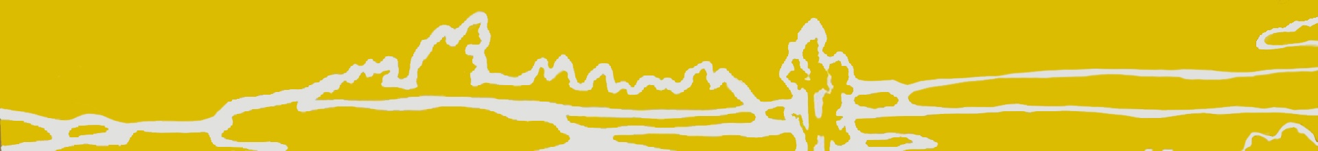 A painting with a yellow background and white lines.